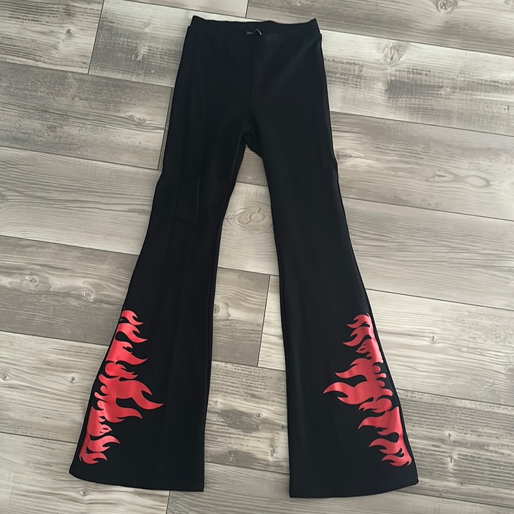 Black Flare Fire Leggings